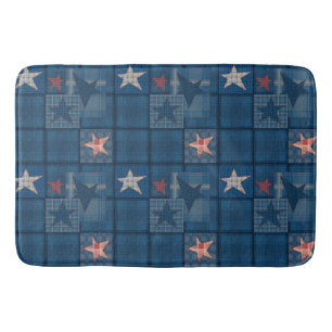 Denim patchwork bath mat