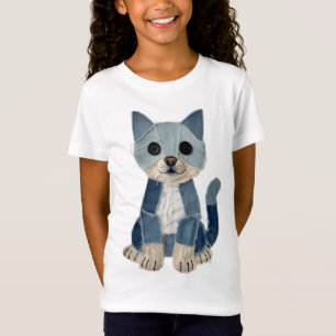 Denim Patchwork Cat T-Shirt