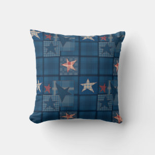 Denim patchwork cushion