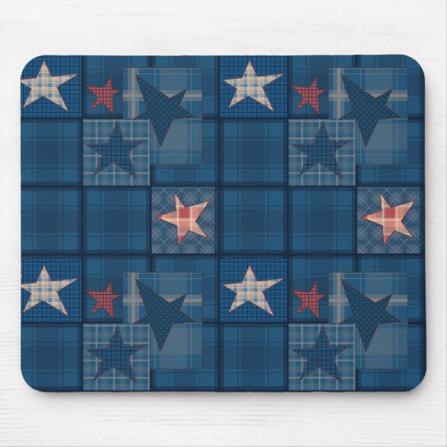 Denim patchwork mouse pad (Front)