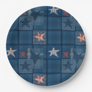 Denim patchwork paper plate
