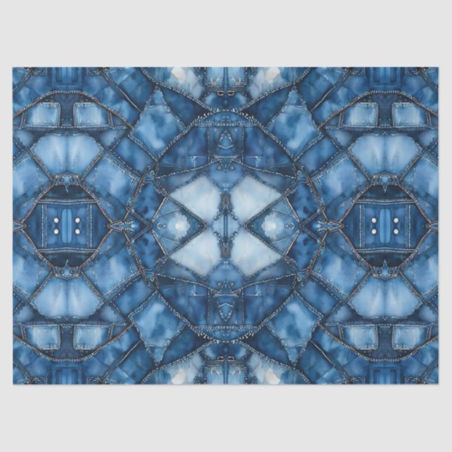 Denim Patchwork Pattern - Olivia Tissue Paper (Front)