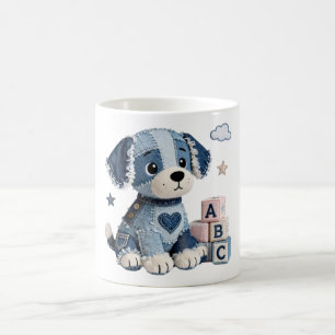Denim Patchwork Puppy Dog Coffee Mug
