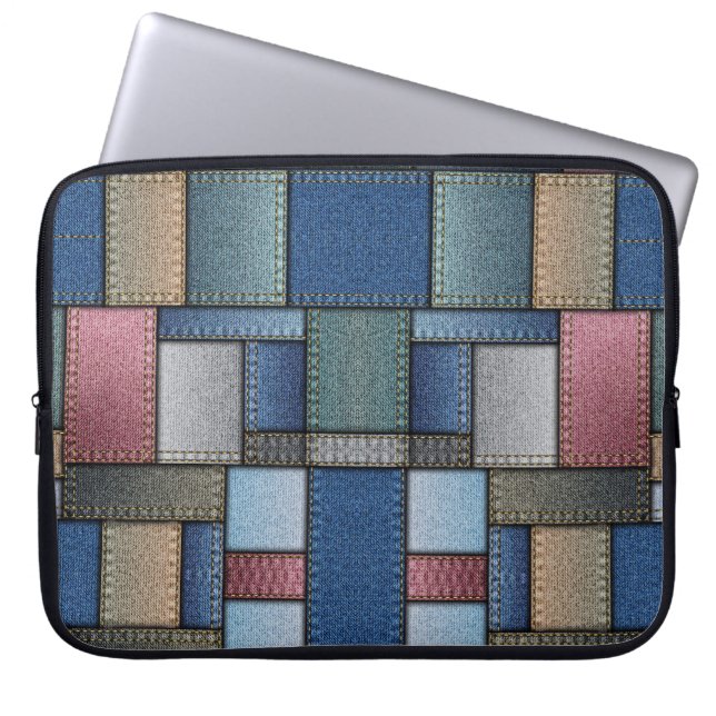 Denim Pattern Laptop Sleeve (Front)
