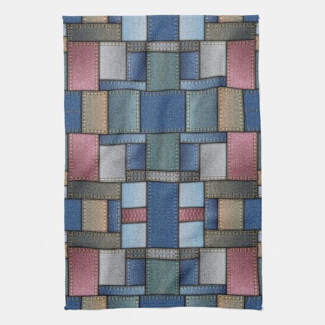 Denim Pattern Tea Towel (Vertical)