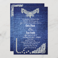 Denim, Pearls & Lace Wedding Invite