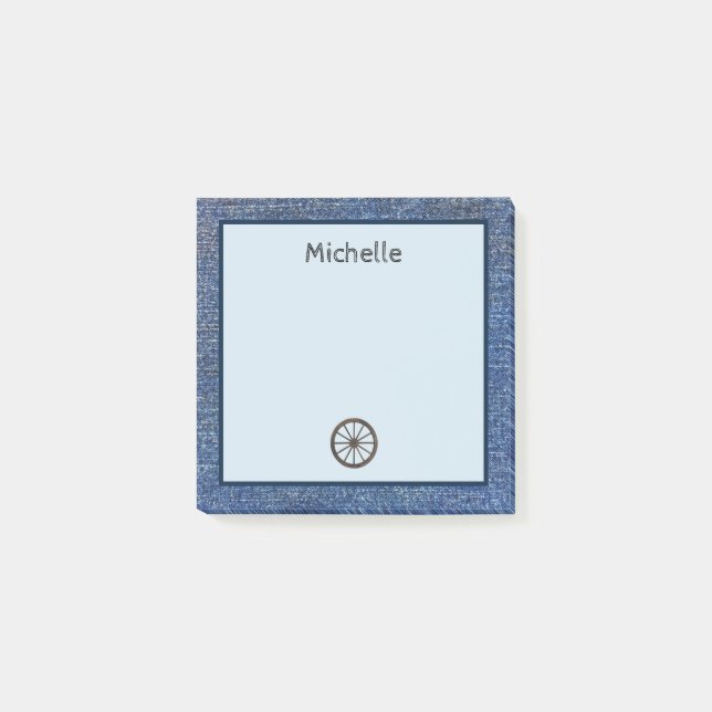 Denim Personalised Rustic Blue Post-it Notes (Front)