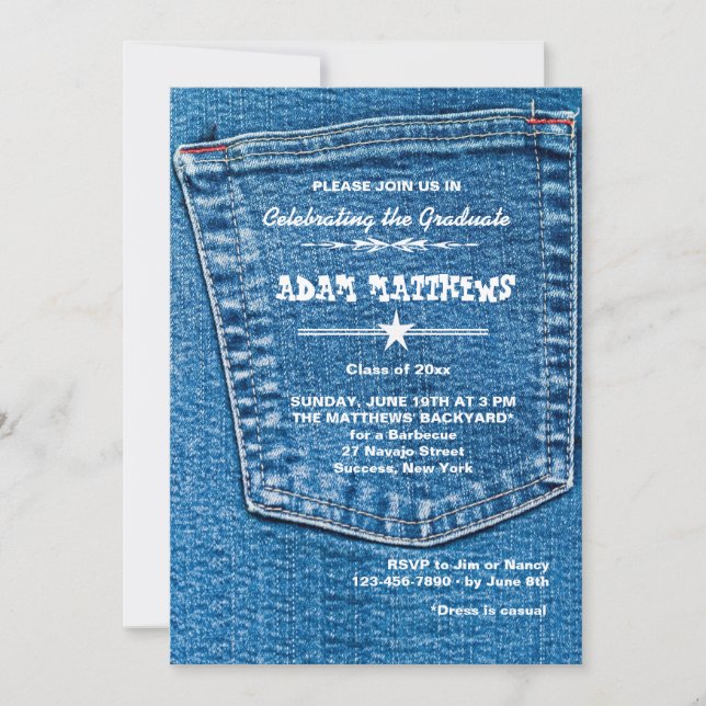 Denim Pocket Graduation Invitation (Front)
