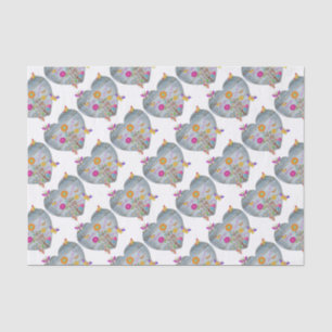 Denim Pocket Heart Flowers Butterflies Tissue Paper