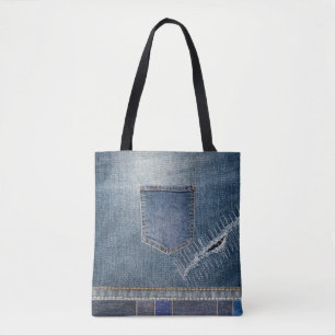 Denim Print Tote Bag