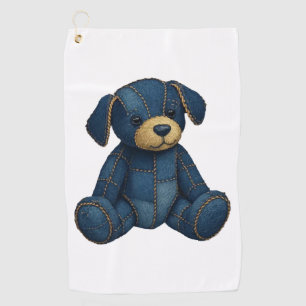 Denim Puppy Dog Art Funny Dog Denim funny tshirt Golf Towel