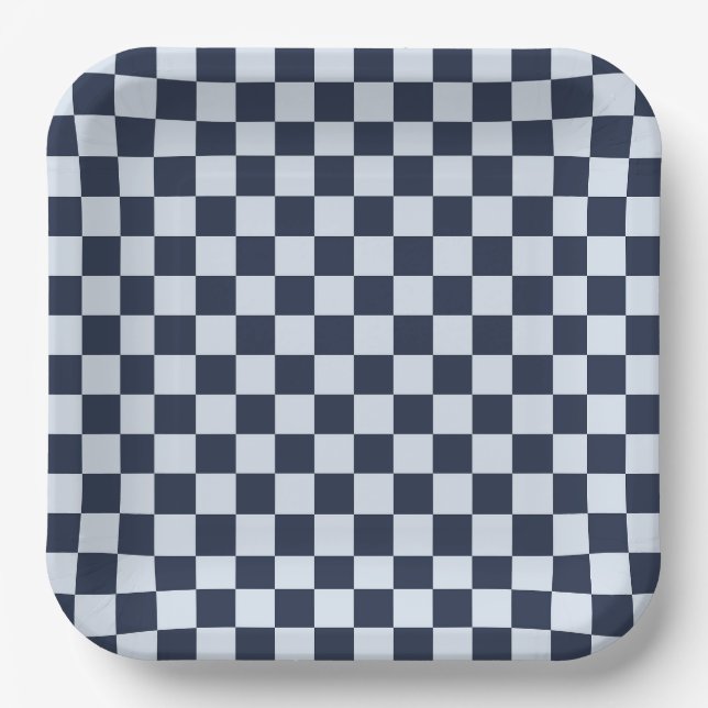 Denim rinse chequerboard pattern paper plate (Front)