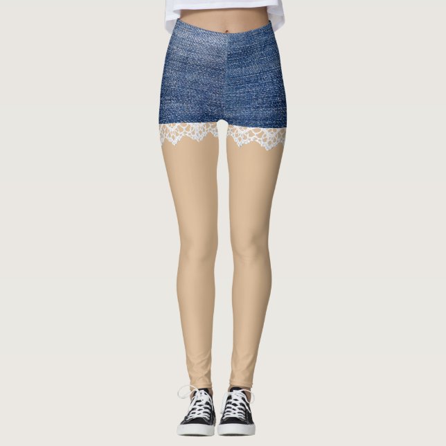 Denim Shorts Leggings Lace (Front)