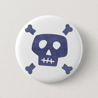 Denim Skull 6 Cm Round Badge