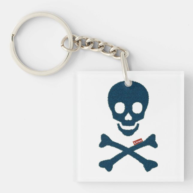 denim skull key ring (Front)