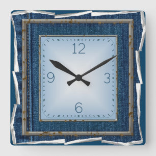 Denim Square Wall Clock