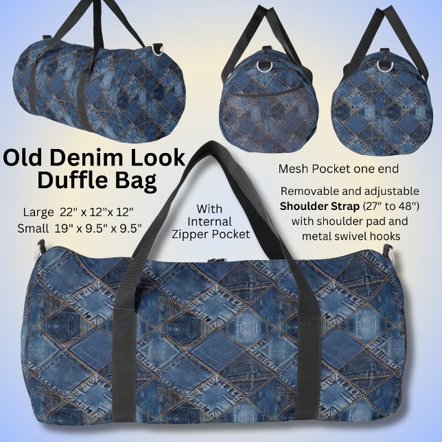 Denim Squares Old Jeans  Duffle Bag (Creator Uploaded)