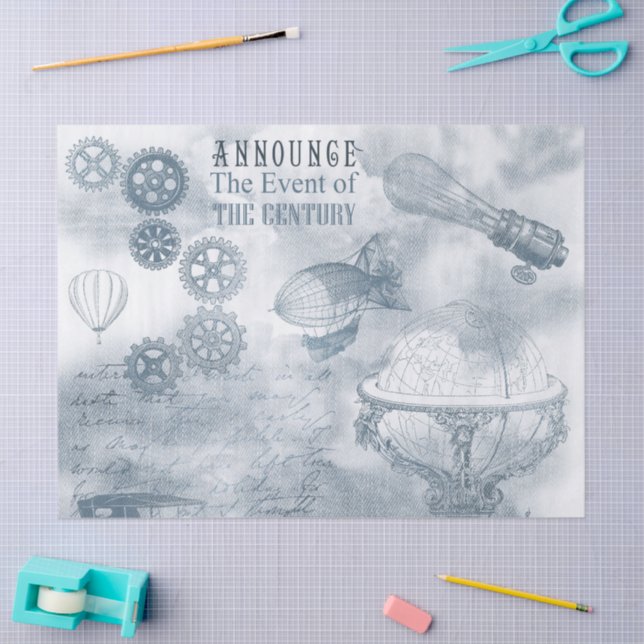 Denim Steampunk Tissue Paper (Craft)