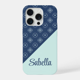 Denim Style with Flower Personalised Name iPhone 15 Pro Case