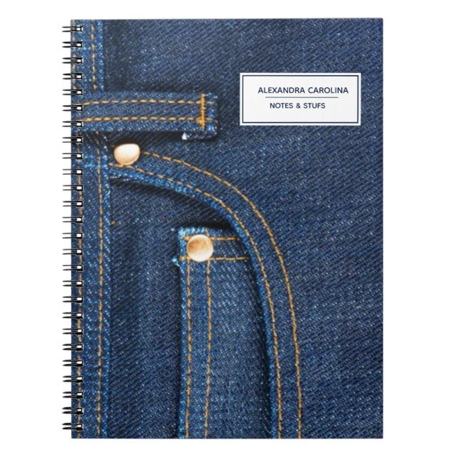 Denim teenagers back to school custom name notebook (Front)