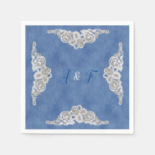 Denim Texture and cream Lace Napkin