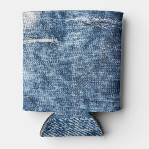 Denim texture: blue jeans background. can cooler