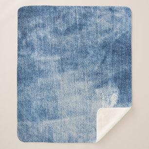 Denim Texture: Rugged Holes. Sherpa Blanket