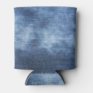 Denim Texture: Worn Fabric Background Can Cooler