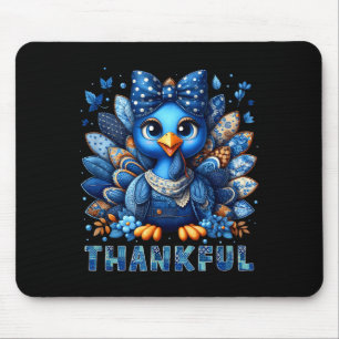 Denim Thankful Turkey Grandma Mama Mom Give Thanks Mouse Pad