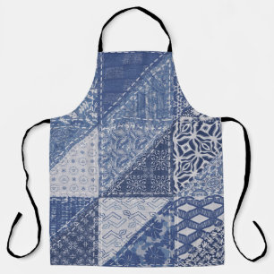 Denim Triangle Patchwork Vintage Texture. Apron