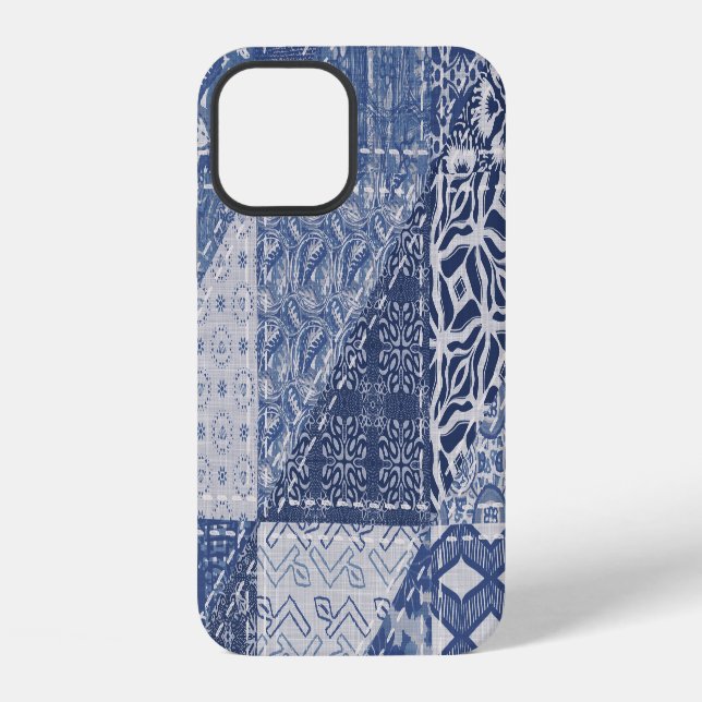 Denim Triangle Patchwork Vintage Texture. iPhone Case (Back)