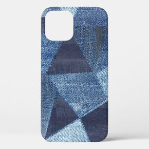 Denim Urban: Distressed Striped Patchwork. iPhone 12 Case