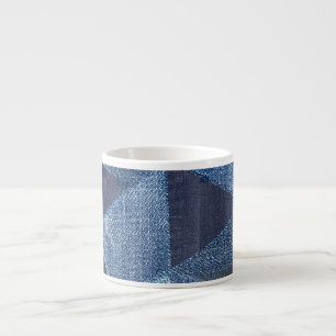 Denim Urban: Distressed Striped Patchwork. Espresso Cup
