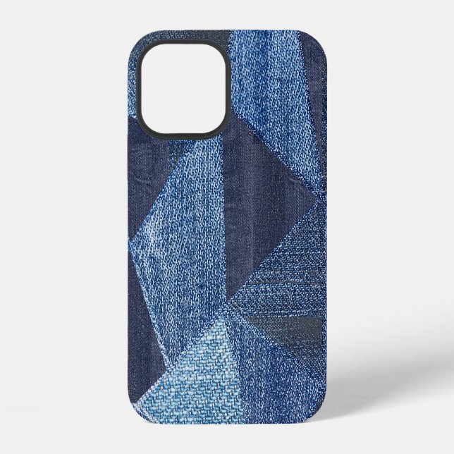 Denim Urban: Distressed Striped Patchwork. iPhone Case (Back)