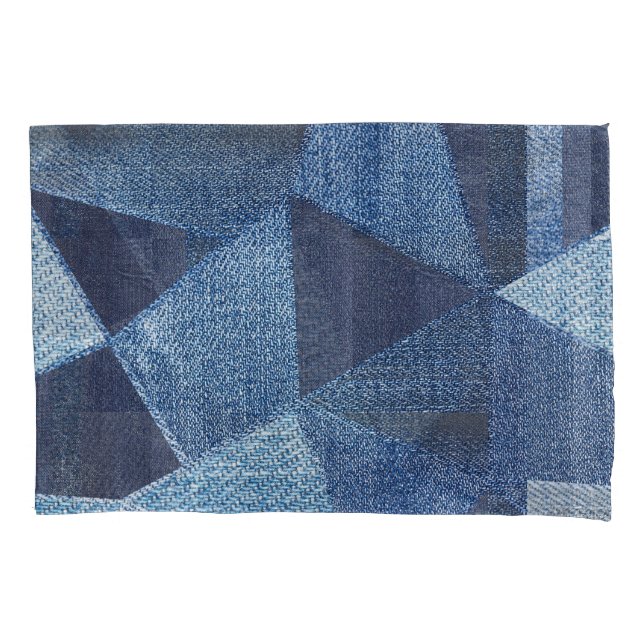 Denim Urban: Distressed Striped Patchwork. Pillowcase (Front)