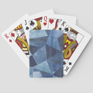Denim Urban: Distressed Striped Patchwork. Playing Cards