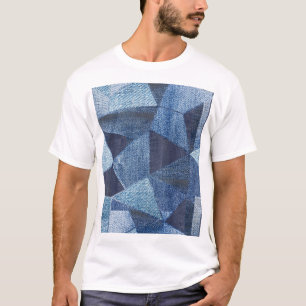 Denim Urban: Distressed Striped Patchwork. T-Shirt