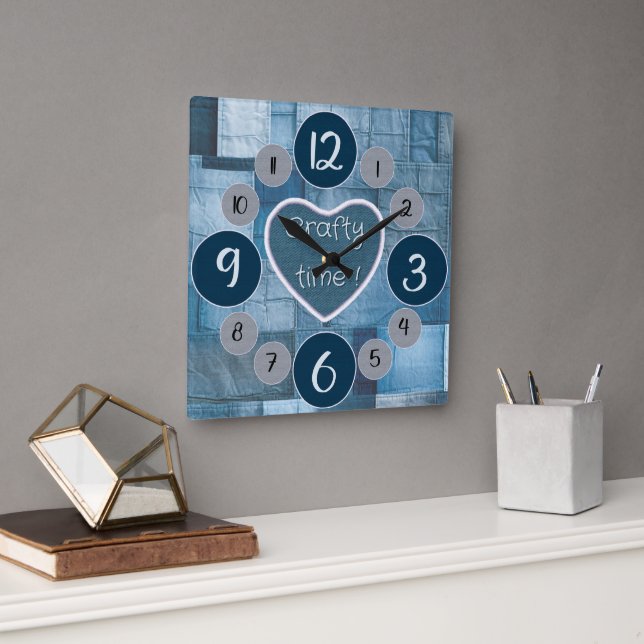 Denim wall clock for sewing lovers (Office)