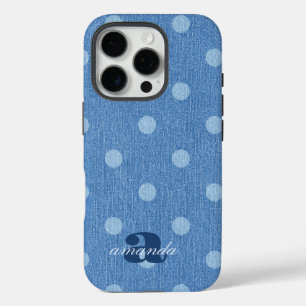 Denim Washed Polka Dot iPhone 16 Pro Case