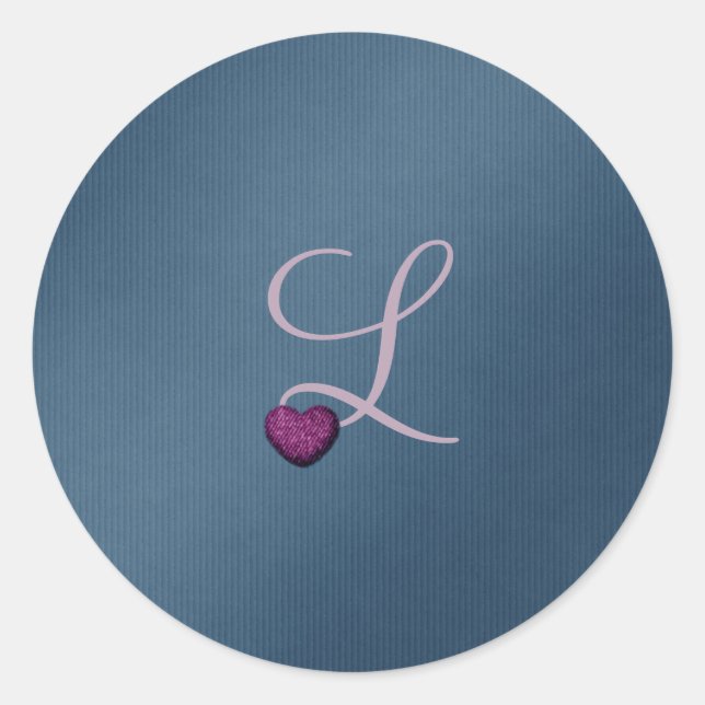 Denim Wedding Monogram Classic Round Sticker (Front)