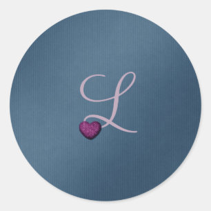 Denim Wedding Monogram Classic Round Sticker