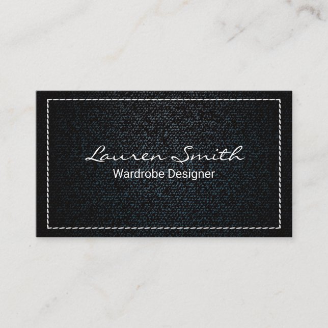 Denim | White Stitched Border Business Card (Front)