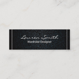 Denim White Stitched Border Mini Business Card