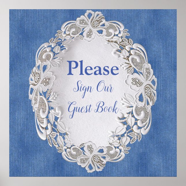 Denim with Cream Flower Lace Poster (Front)