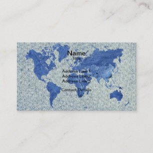 Denim World Map Business Card