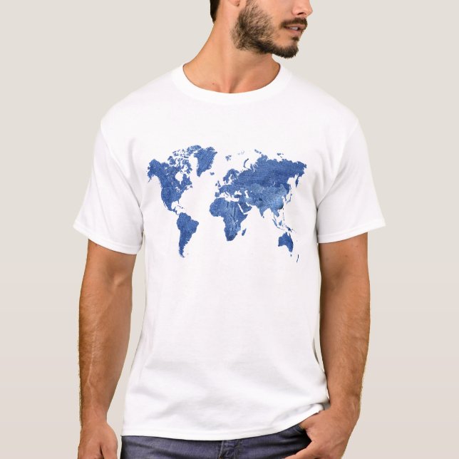 Denim World Map T-Shirt (Front)