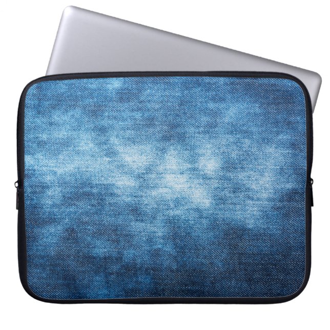 Denim worn fabric texture for background. Jeans Laptop Sleeve (Front)