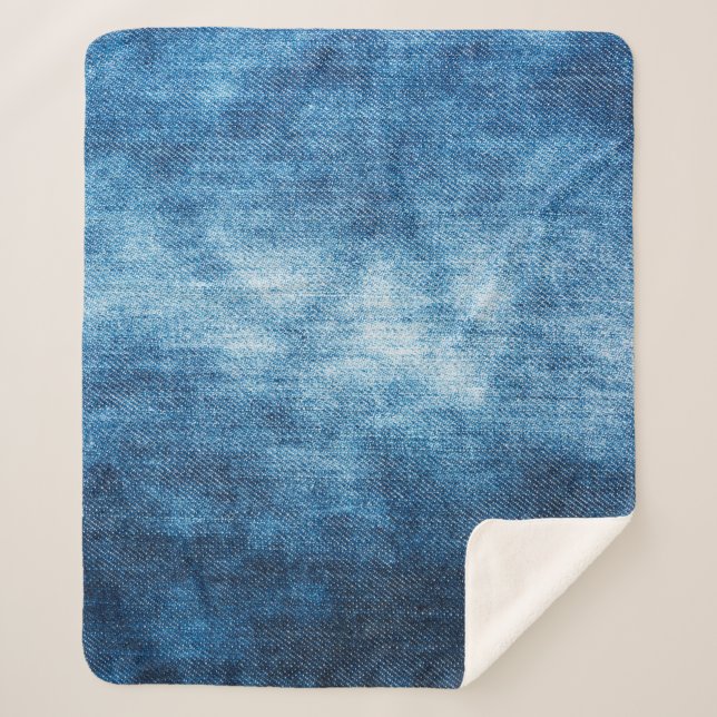 Denim worn fabric texture for background. Jeans Sherpa Blanket (Front)