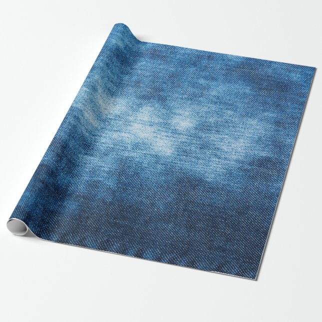 Denim worn fabric texture for background. Jeans Wrapping Paper (Unrolled)