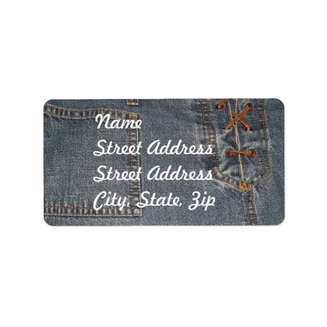 Denium Fabric Background Address Sticker (Front)